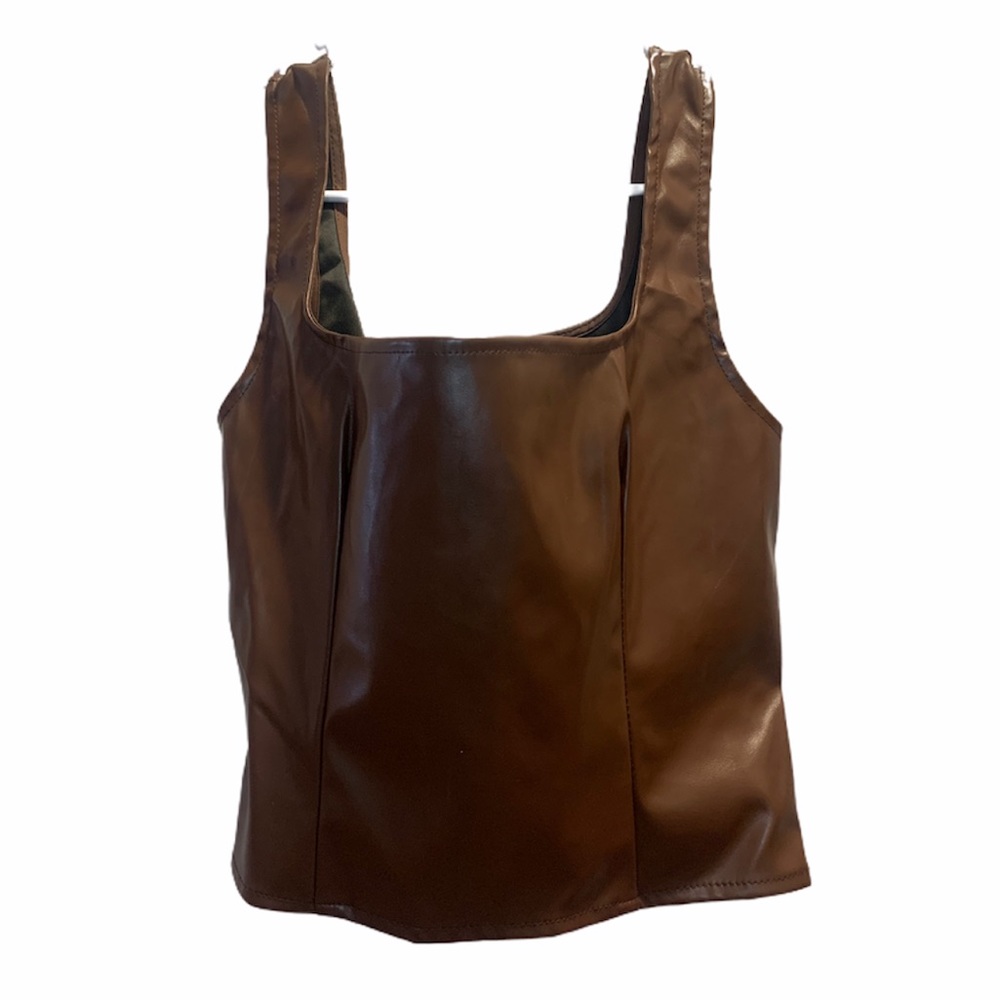 Popular on Pinterest. Brown faux leather crop top